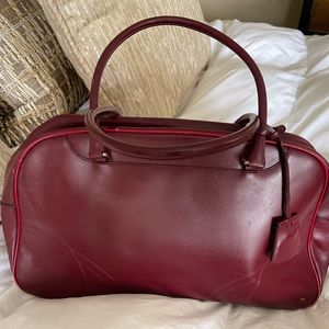 Vintage Prada Red Leather Bowling Bag Lock and Key Bag